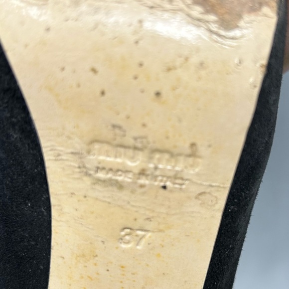 Miu Miu Black suede chunky high heel pumps booties shoes, size 37/US 7 - Picture 6 of 10